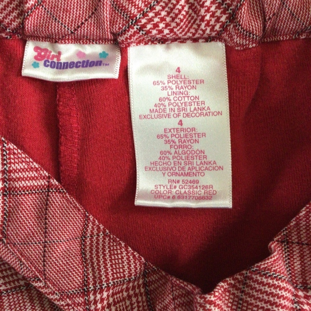 Girl Connection Red Plaid Skirt with Attached Shorts - Size 4 - Picture 5 of 5